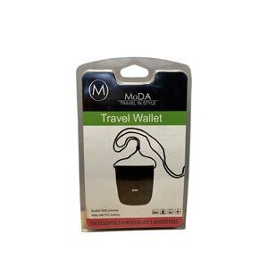 MoDA Travel Wallet Black Durable Adjustable Strap Versatile Bi-Fold Design